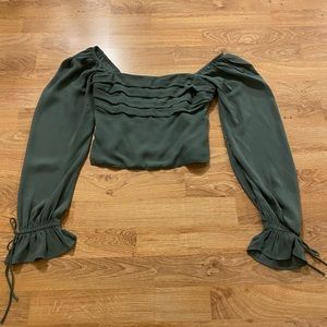 Abercrombie Green Cropped Blouse